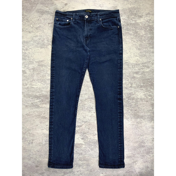 Flint And Tinder Jeans Mens 34 Blue Slim Tapered Stretch Dark Denim Made In USA - Picture 1 of 12